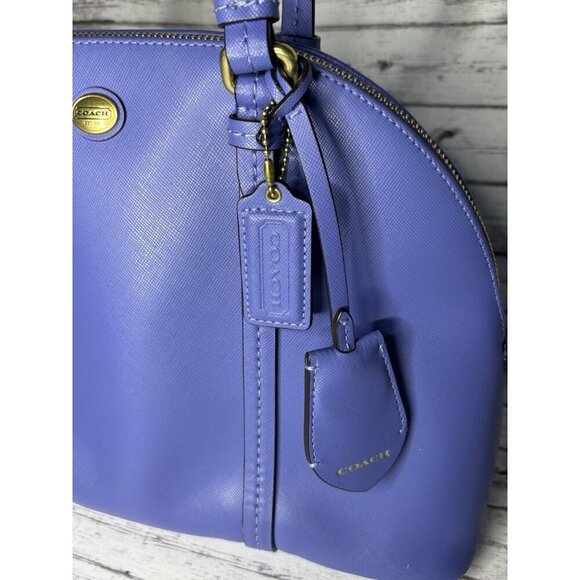 Vintage Coach Peyton Leather Cora Domed Satchel F25671 SV/CERULEAN BLUE - Picture 3 of 16